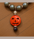 Grey Pearl Jack-O-Lantern Necklace (Eclectic Ruby Red Original)