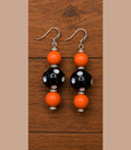 Polka Dot Beaded Earrings (Black, White and Orange)