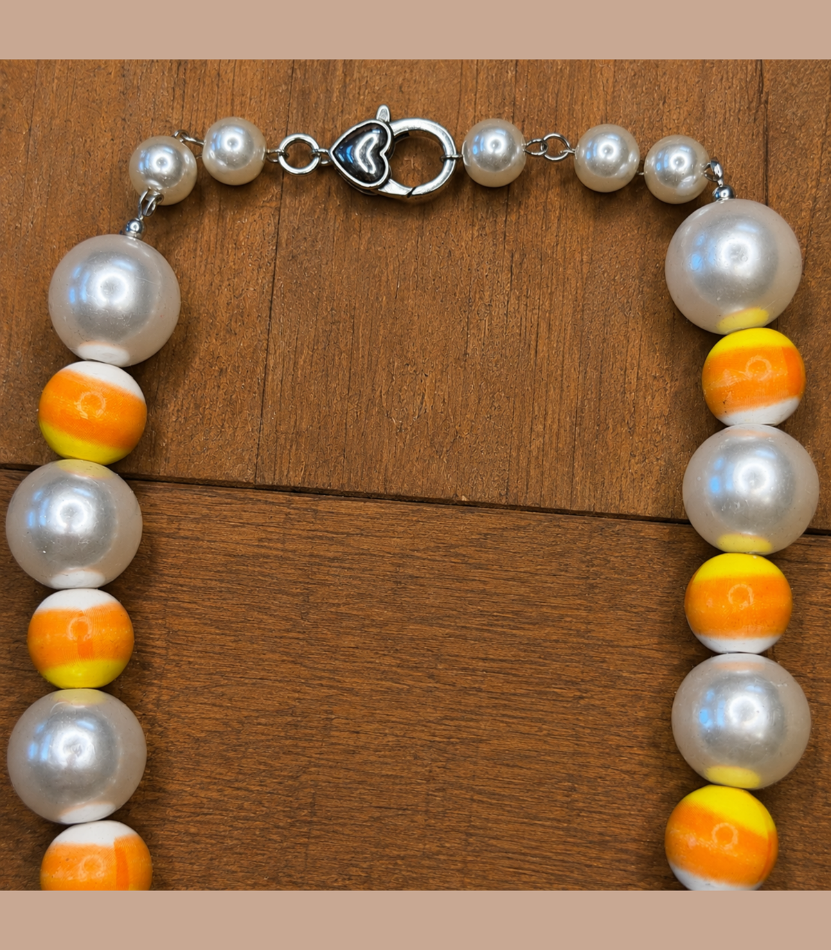 Candy Corn and Pearl Blingy Ghost Necklace