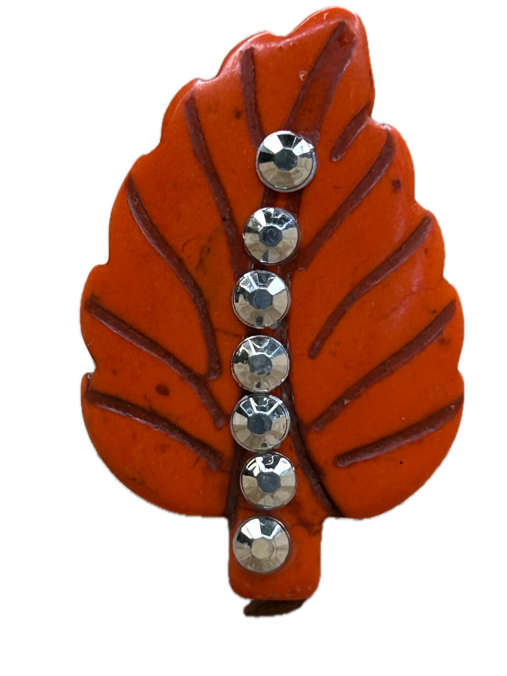 Blingy Orange Leaf Stretch Ring