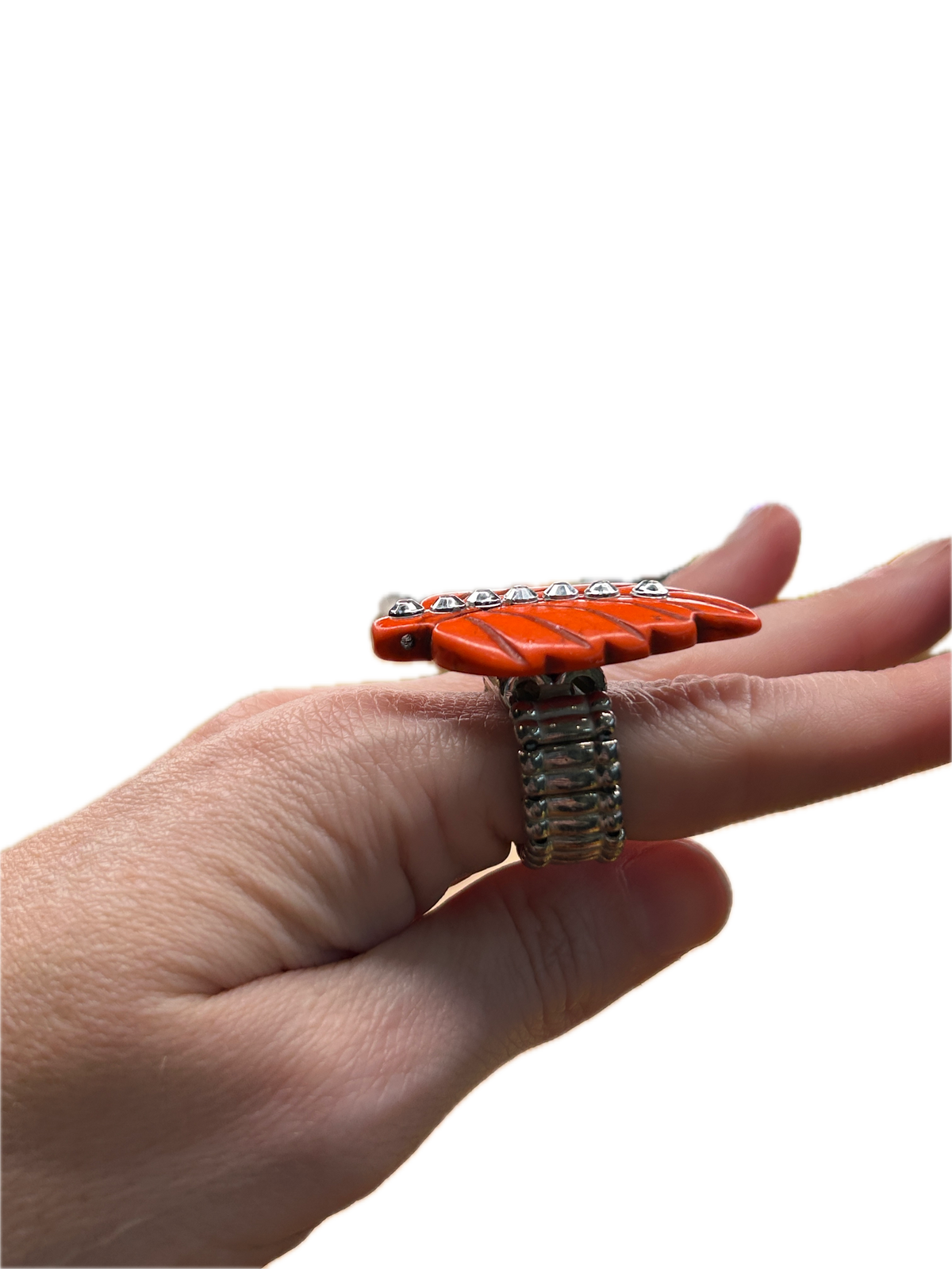 Blingy Orange Leaf Stretch Ring