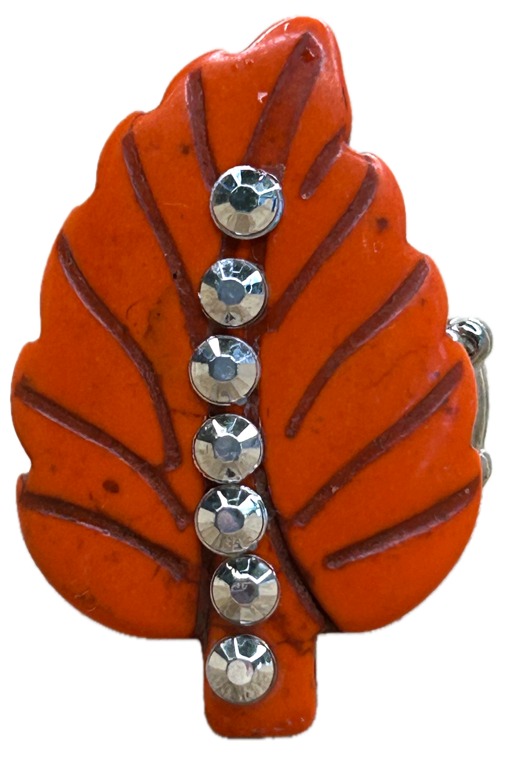 Blingy Orange Leaf Stretch Ring