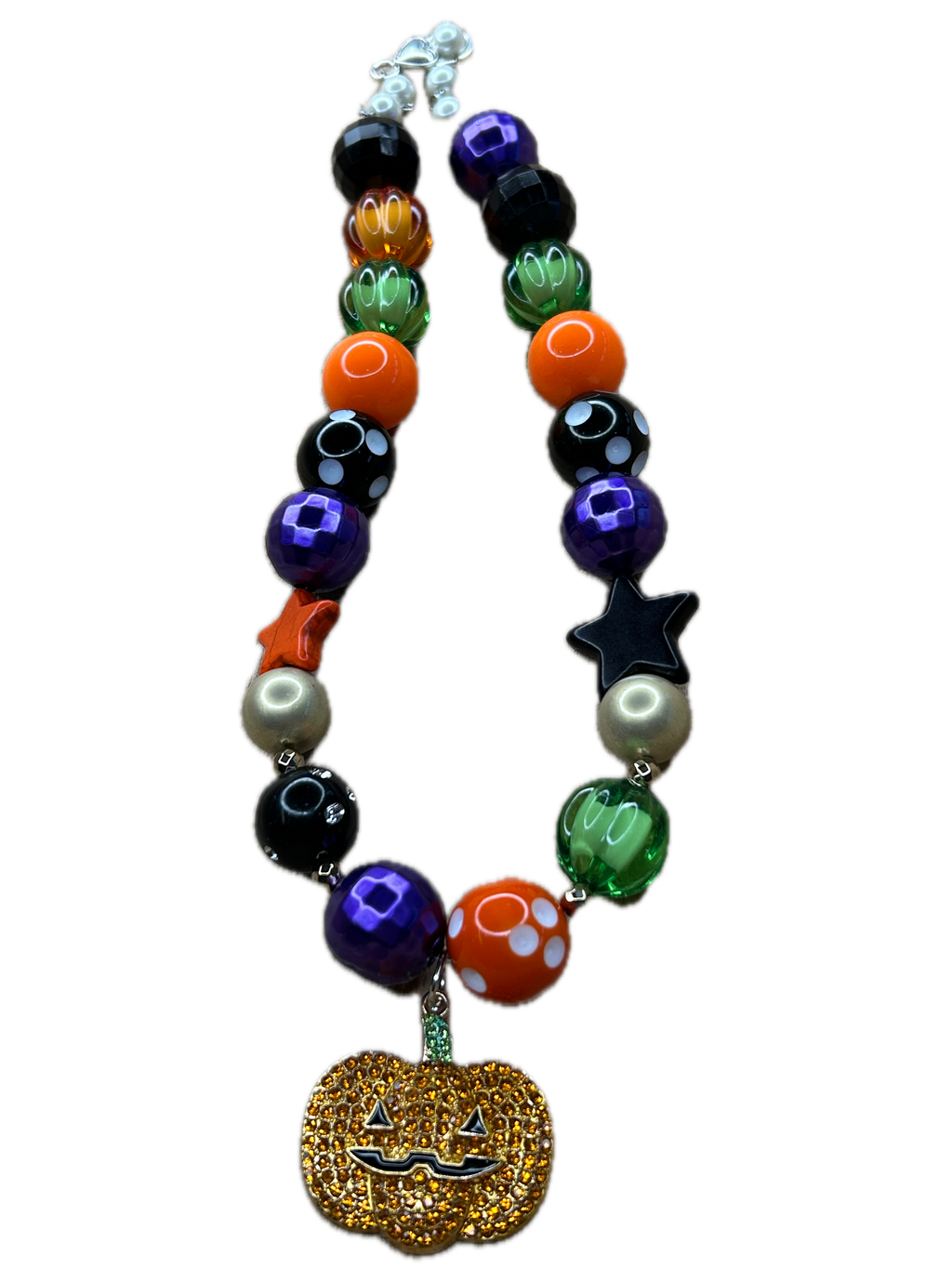 Eclectic Colorful Blingy Jack-O-Lantern Necklace (Eclectic Ruby Red Original)