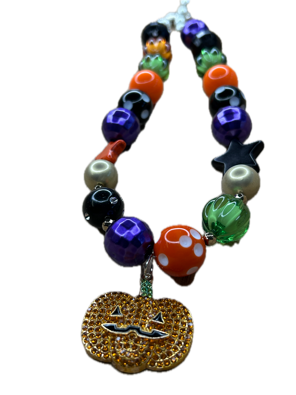 Eclectic Colorful Blingy Jack-O-Lantern Necklace (Eclectic Ruby Red Original)