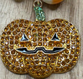 Candy Corn and Pearl Blingy Jack-O-Lantern Necklace (Eclectic Ruby Red Original)