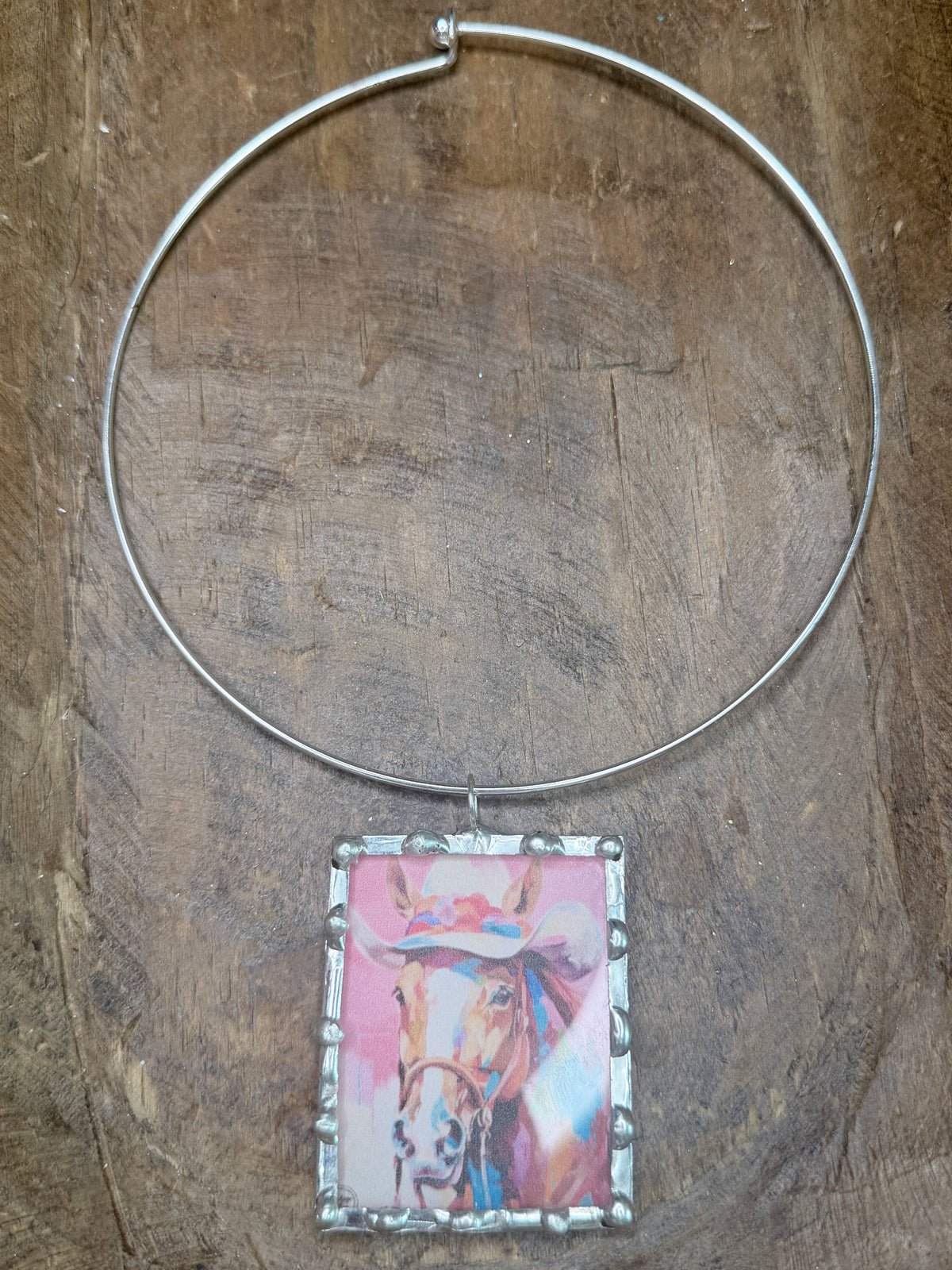 Wild Painted Horse Soldered Necklace