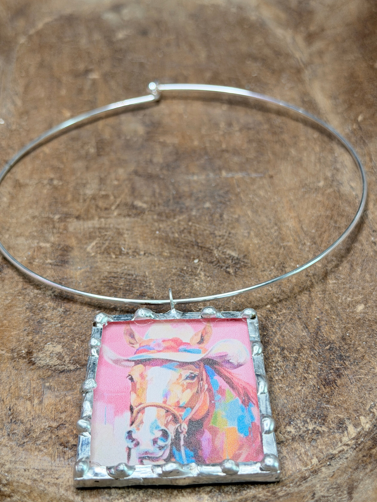 Wild Painted Horse Soldered Necklace